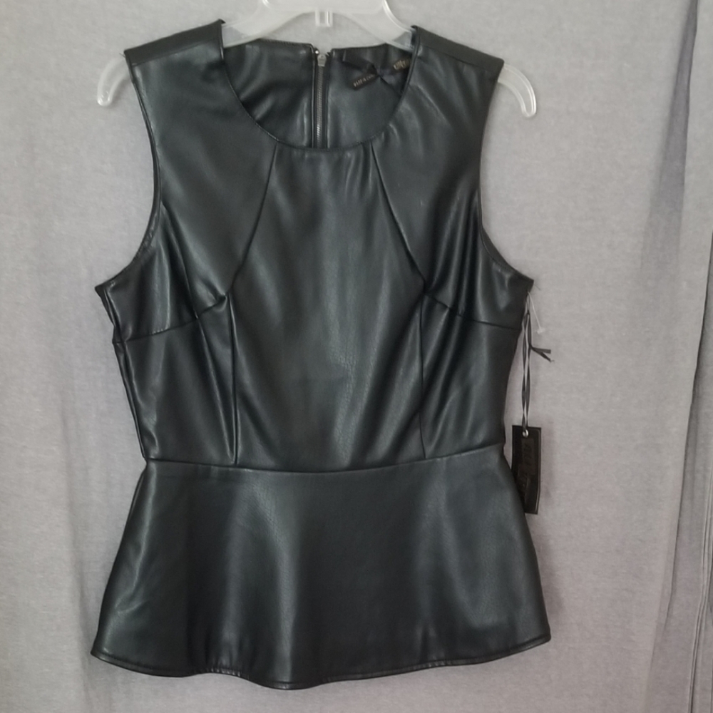 Black faux leather shirt